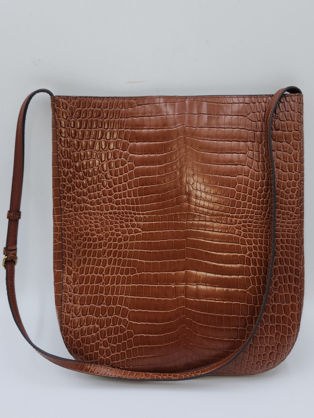 Bananna Republic Leather Shoulder Bag Crocidile Embossed